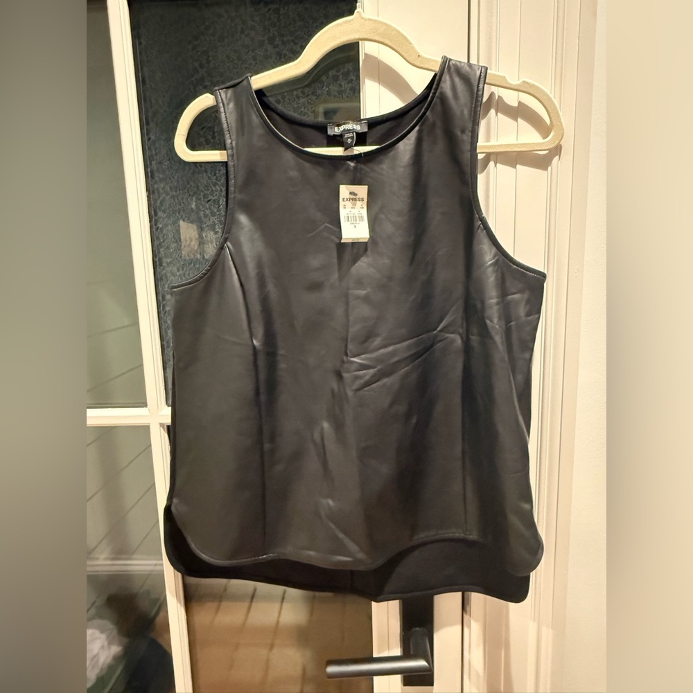 Express Black Faux Leather Tank Top- nwt size medium